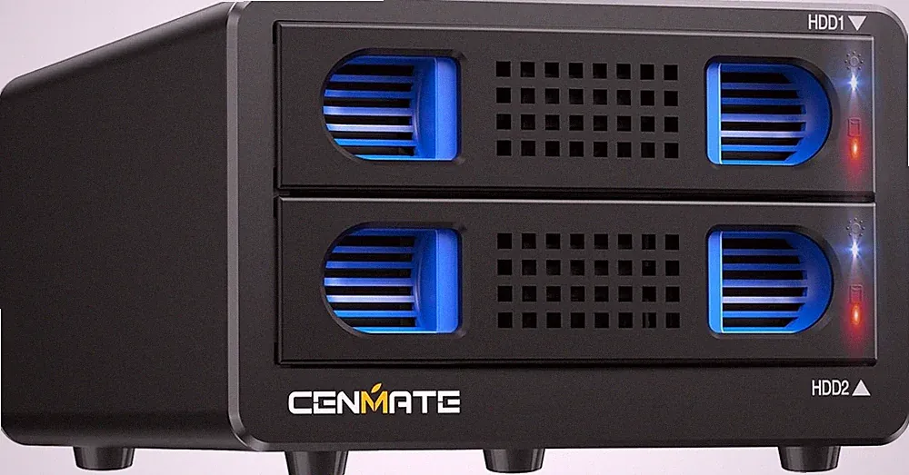 Dual Bay RAID Hard Drive Enclosure with Cooling Fan
