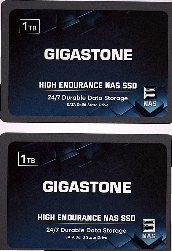 Gigastone 1TB NAS SSD Drive (2-Pack) 24/7 Durable TLC High Endurance RAID Data
