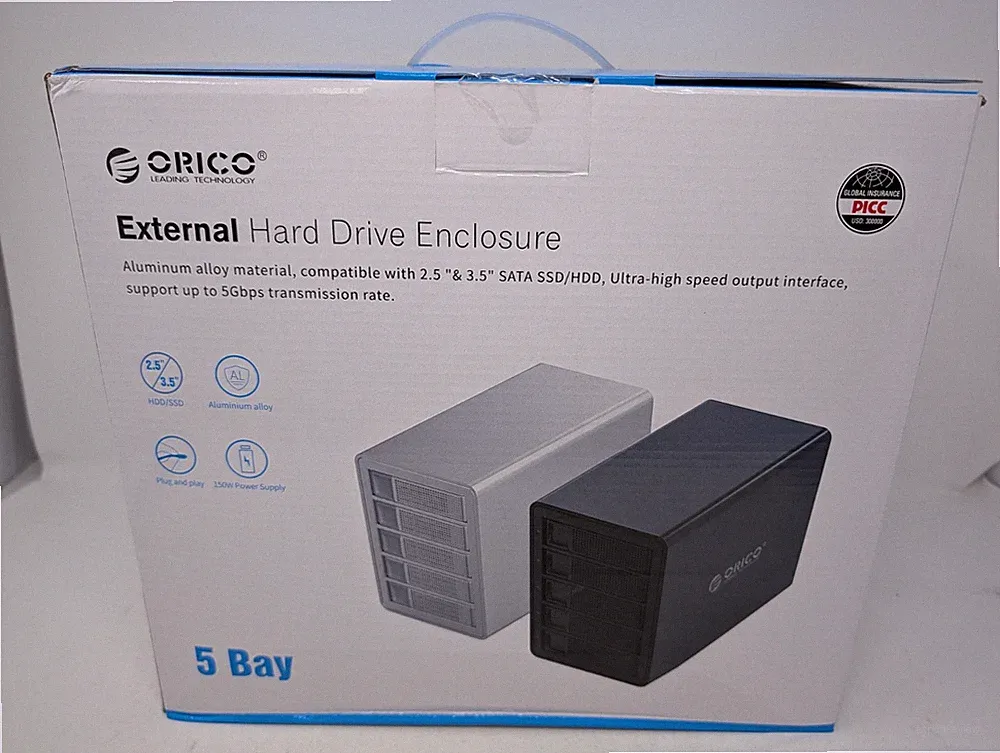ORICO External Hard Drive Enclosure 5 Bay RAID - 2.5 & 3.5 inch SSD/HDD, USB 3.0