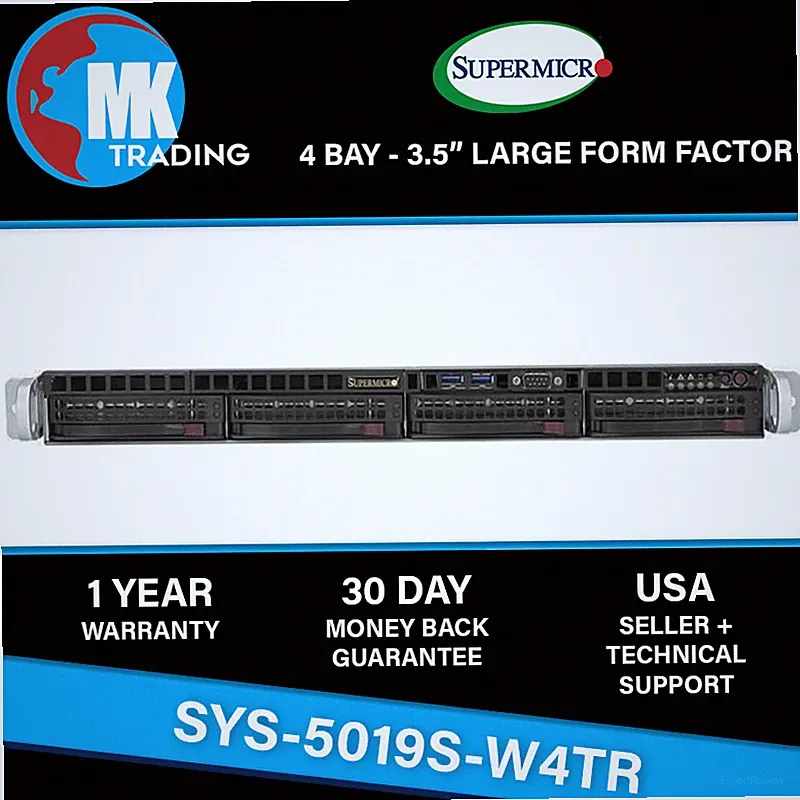 Supermicro SYS-5019S-W4TR 4B LFF 1U Server -V1 Choose CPUs/RAM - Wholesale
