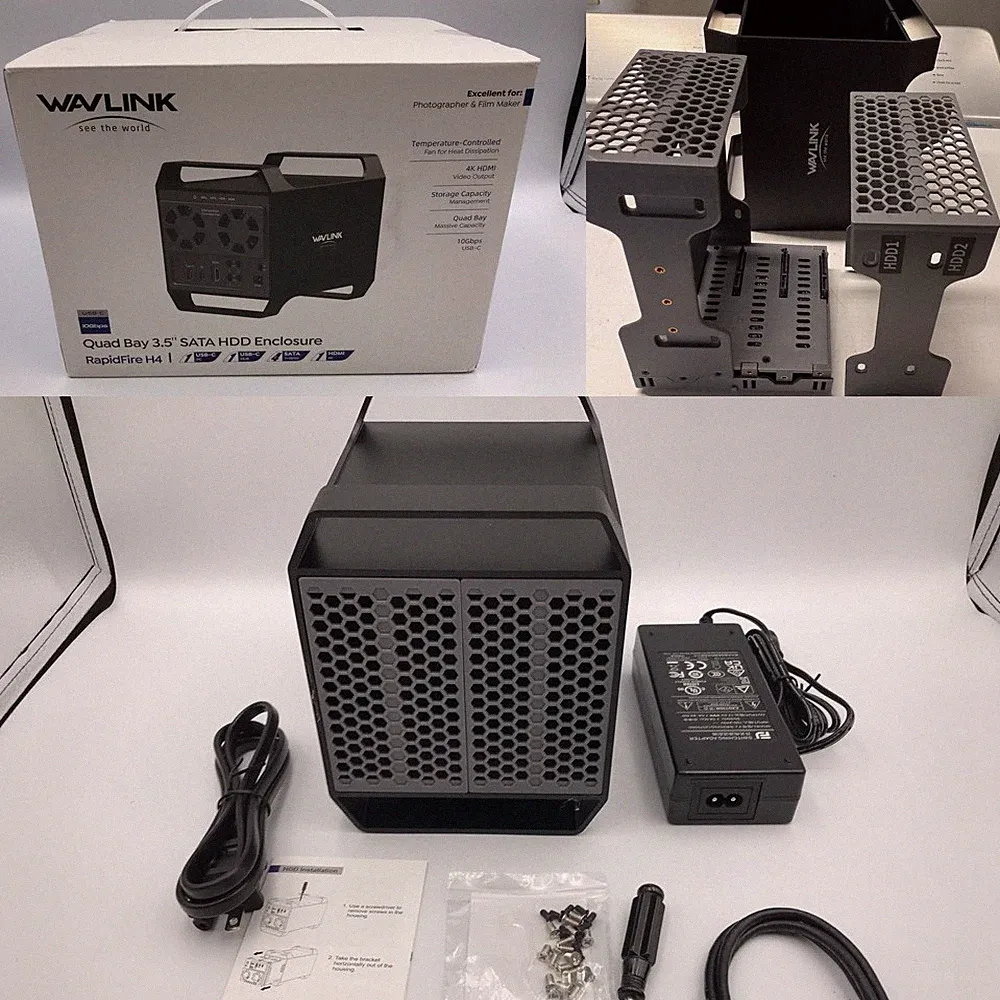 WAVLINK 4 Bay Hard Drive Enclosure 2.5'' 3.5'' 2 Bay RAID SSD HDD Dock 2x/4x22TB